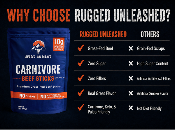 100% grass-fed beef, no fillers, natural seasonings, pure sea salt.